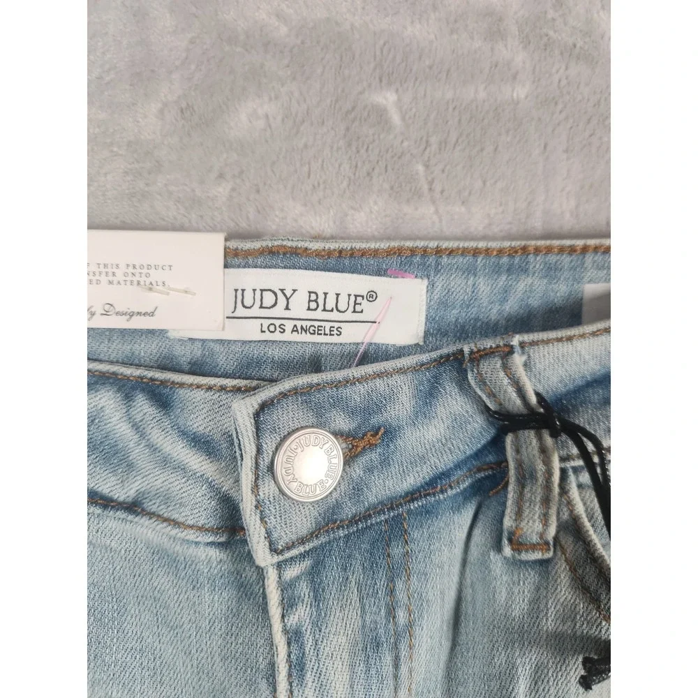 Judy Blue Boyfriend Fit Jeans Women's 3/26 Distressed Mid Rise Light Wash JB8878